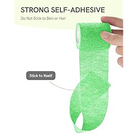 FriCARE Self Adhesive Bandage Wrap, Medical Tape in First Aid Kit, Cohesive Bandages for Wounds Sport Vet, 2 Inches X 5 Yards 6 Rolls, Fluorescent Green