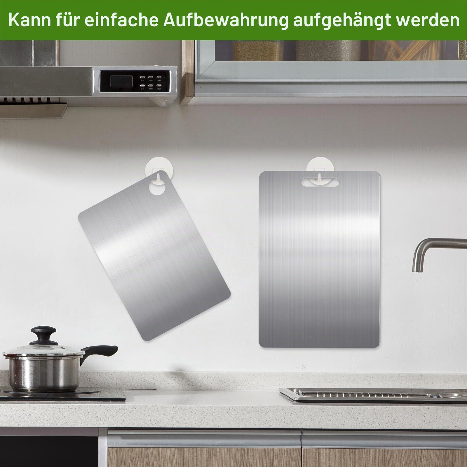 2 Pcs Titan Schneidebrett, S304 Schneidebrett Edelstahl, BPA-frei Doppelseitiges Lebensmittel Grade Titanium Cutting Board für Fleisch, Brot, Gemüse & Obst(40 * 30cm+30 * 20cm)