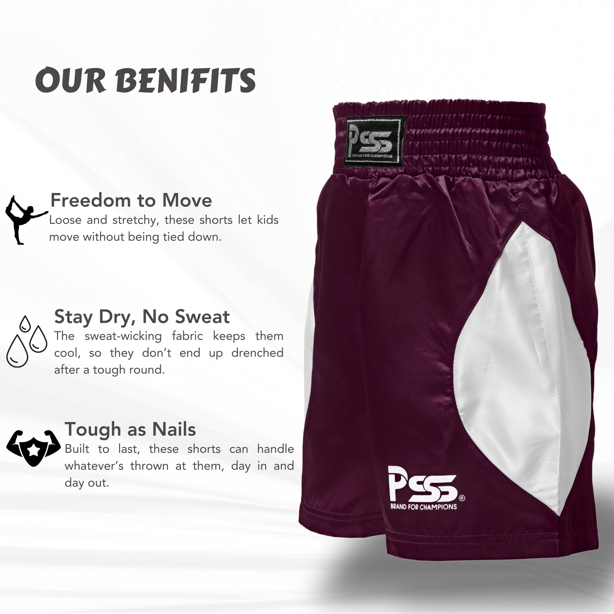 PSS Ultimate - Uniforme de boxeo para niños, juego de 2 piezas, ligero, transpirable y cómodo, uniforme de estudiante de boxeo para niños de 3 a 14 años