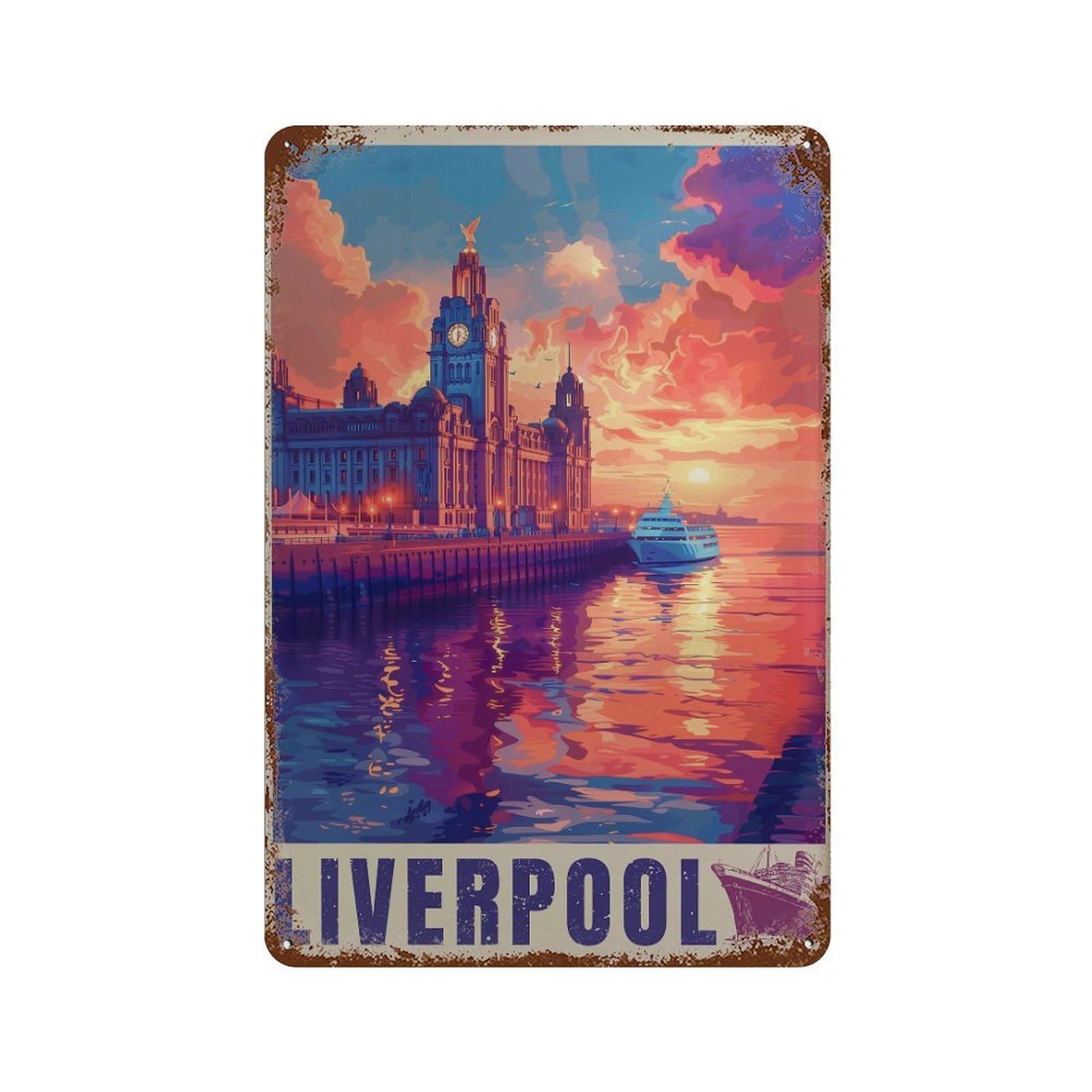 xiaoxiaoshen Liverpool Travel England Wall Decor Art Metal Tin Poster Modern Home Decor Art Home Bar Shop Decorations Vintage Sign 30x20cm