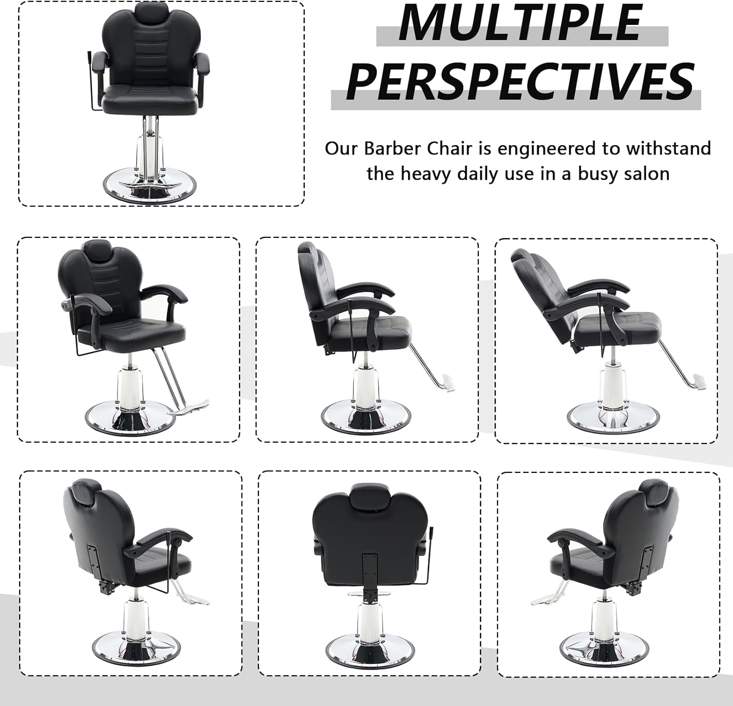 360° Swivel Black Salon Chairs for Hair Stylist, Leather Portable Barber Chairs for Barbershop, Heavy Duty Hair Chair for Home, Easy Assembly, 400 LBS Capacity (Black)