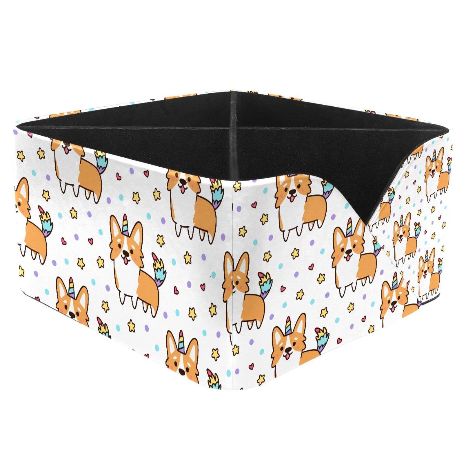 KengjuTesu Welsh Corgi in a Unicorn with Horn and Colorful Tail Patter Desktop Organizer Pen Holder, Rectangular Pencil Cup for Office, Study and Makeup Stations