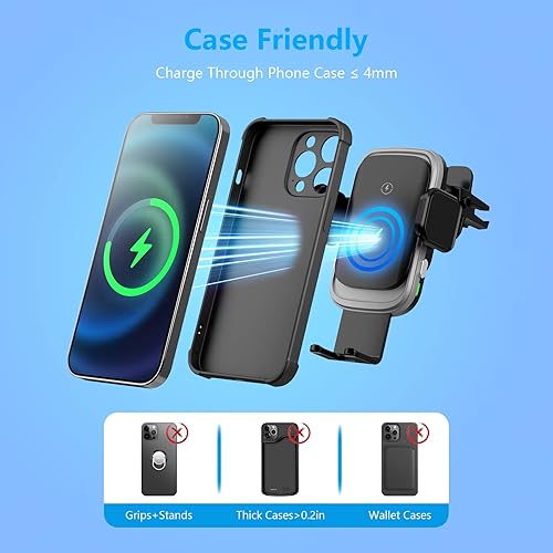 Miniatura 6 de Cargador inalámbrico para automóvil, soporte de auto con sujeción automática de 15 W10 W7.5 W, carga rápida, ventilación de aire, soporte para