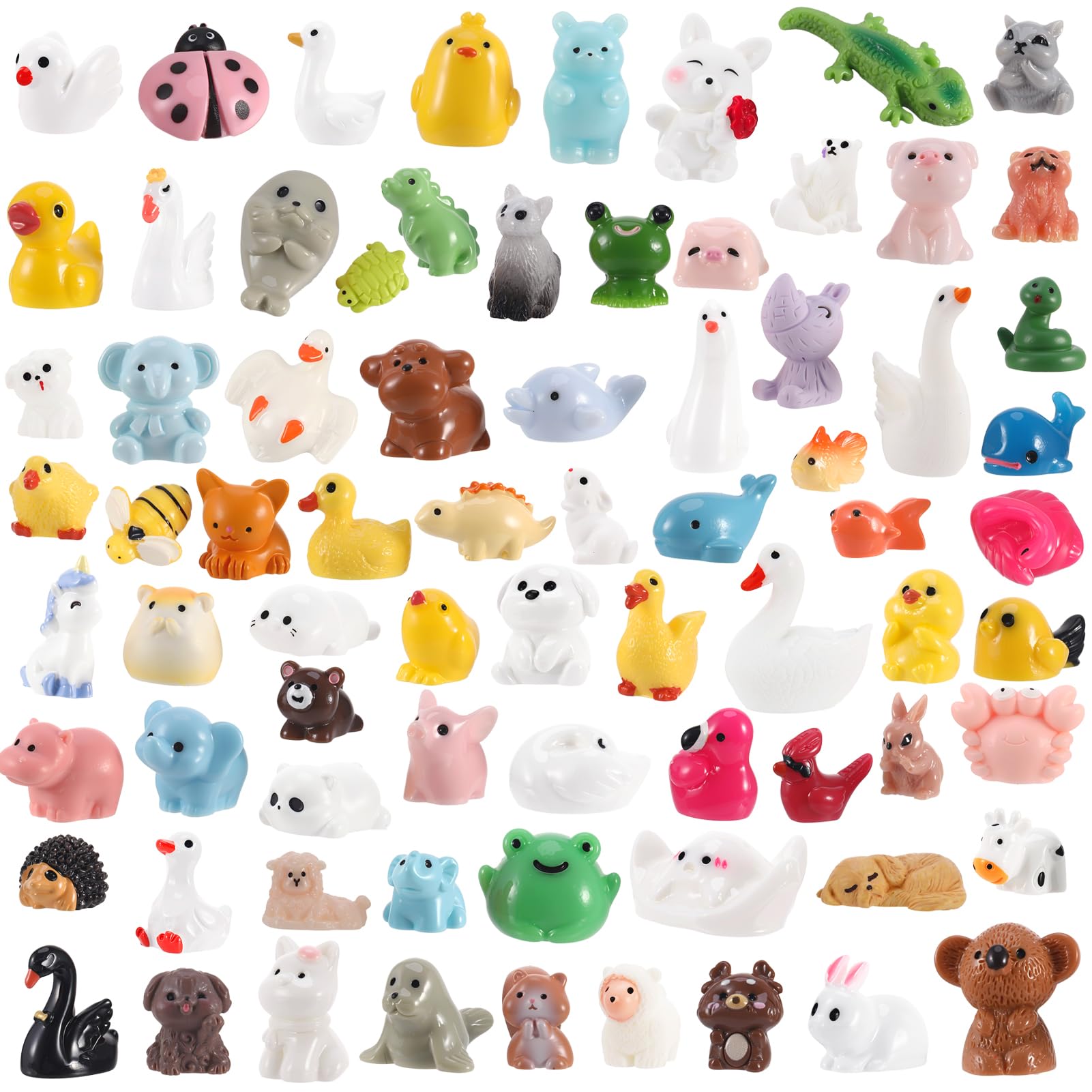 75 Pcs Mini Resin Animals,75 Styles Tiny Resin Animals Mixed Plastic Little Miniature Animal Figurines for Fairy Garden,Dollhouse,Aquarium Decor