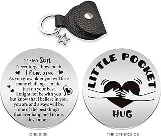 RYOTKIK to My Son Pocket Hug Inspirational Pocket Hug Stainless Steel Double Sided Token Gift, Long Distance Relationship Keepsake, Gift for Family Friends Wife Son Daughter
