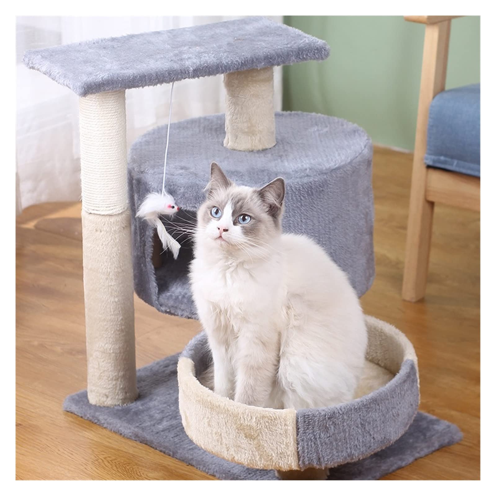 Muebles para Gatos Doble Pelea Gato pequeño Marco de Escalada Plataforma Salto molienda Garra Columna rascador Seta Mascota Juguete Suministros