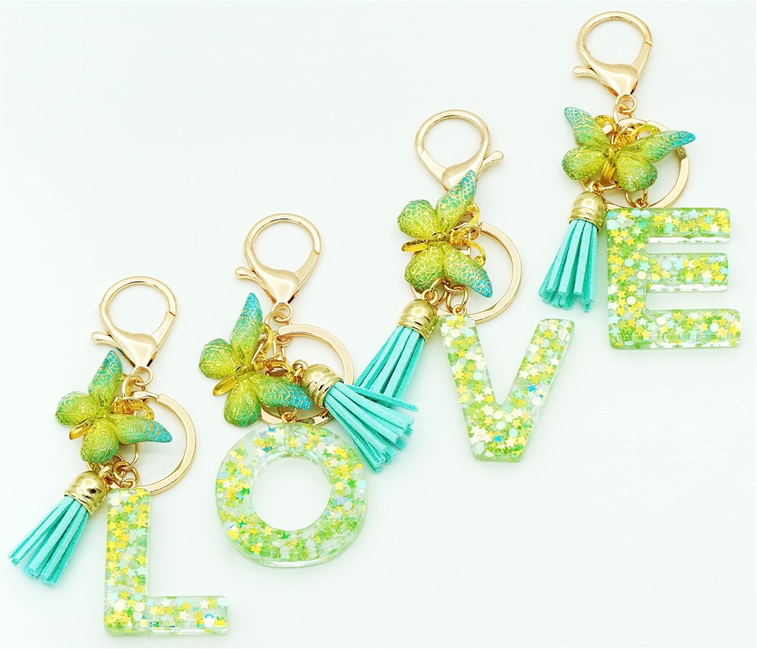 TTYY Initial Letter Keychain for Women Gift for Young Teenage Girl Gifts for Christmas to Mom Daughter green tassel - Image 6