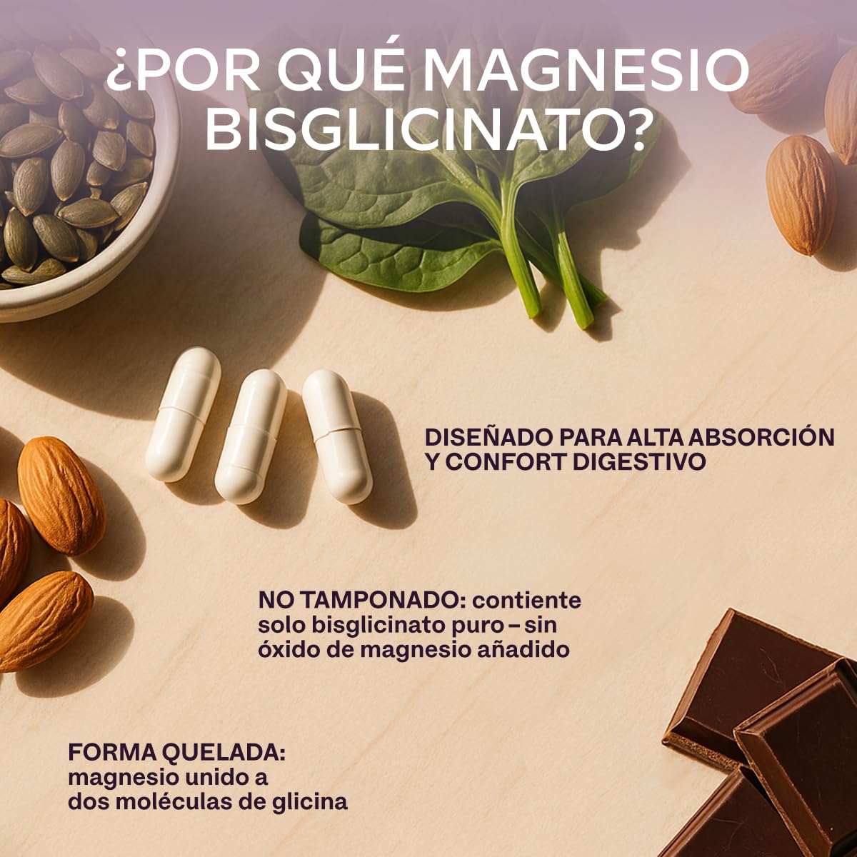 Bisglicinato de Magnesio Quelado – Magnesio Bisglicinato de Alta Biodisponibilidad y Absorción – 180 Glicinato de Magnesium cápsulas - Vegano