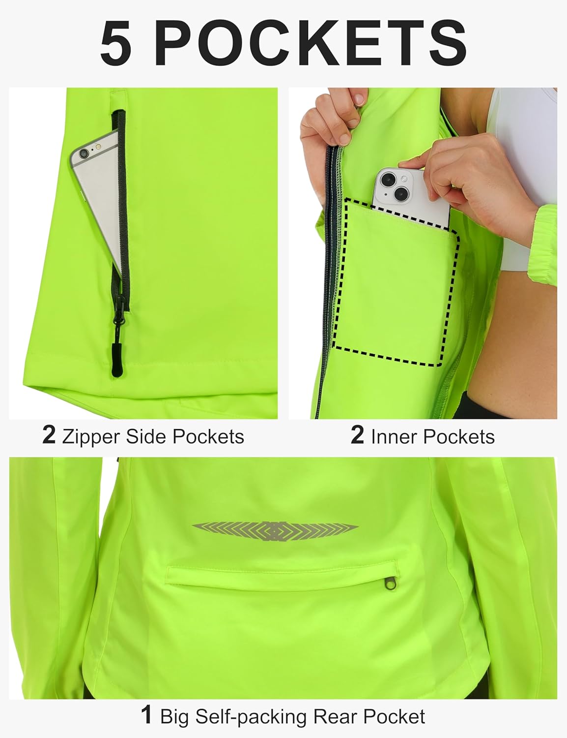 Little Donkey Andy Women's Lightweight Waterproof Cycling Jacket with Removable Sleeves & Hood for Biking Running Golf - Image 7