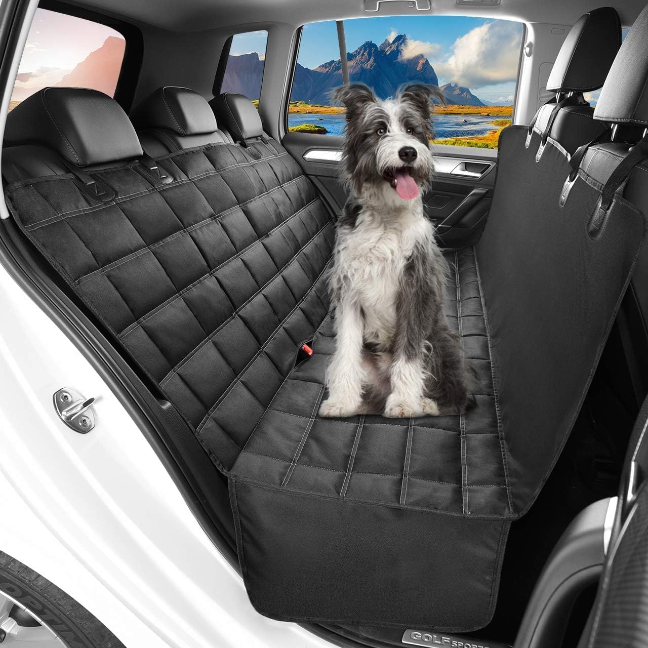 PetLux Dog Polyester Car Seat Cover for Pets, Waterproof, Non-Slip, Non-scratchable, Sides Flap Seat Cover (Black, Large) (B09X2YZR67) Amazon Price History, Amazon Price Tracker