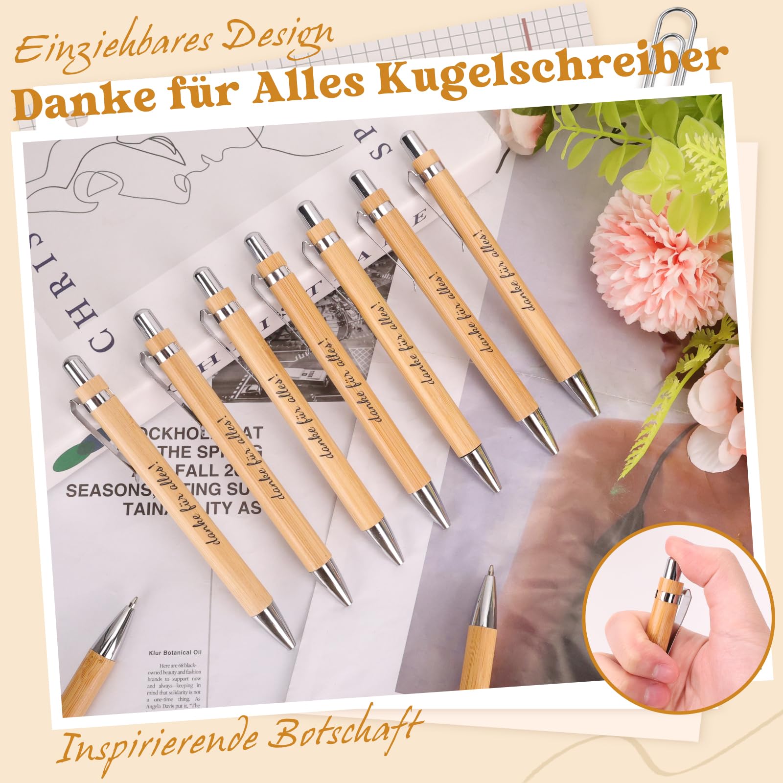 24 Sets Ein Dankeschön Geschenke Kleines, 24 Danke für Alles Holz Kugelschreiber, Abschiedsgeschenk Kollegen, Kleine Geschenke für Kollegen Erzieher Lehrerin Kita Schüler Ruhestand