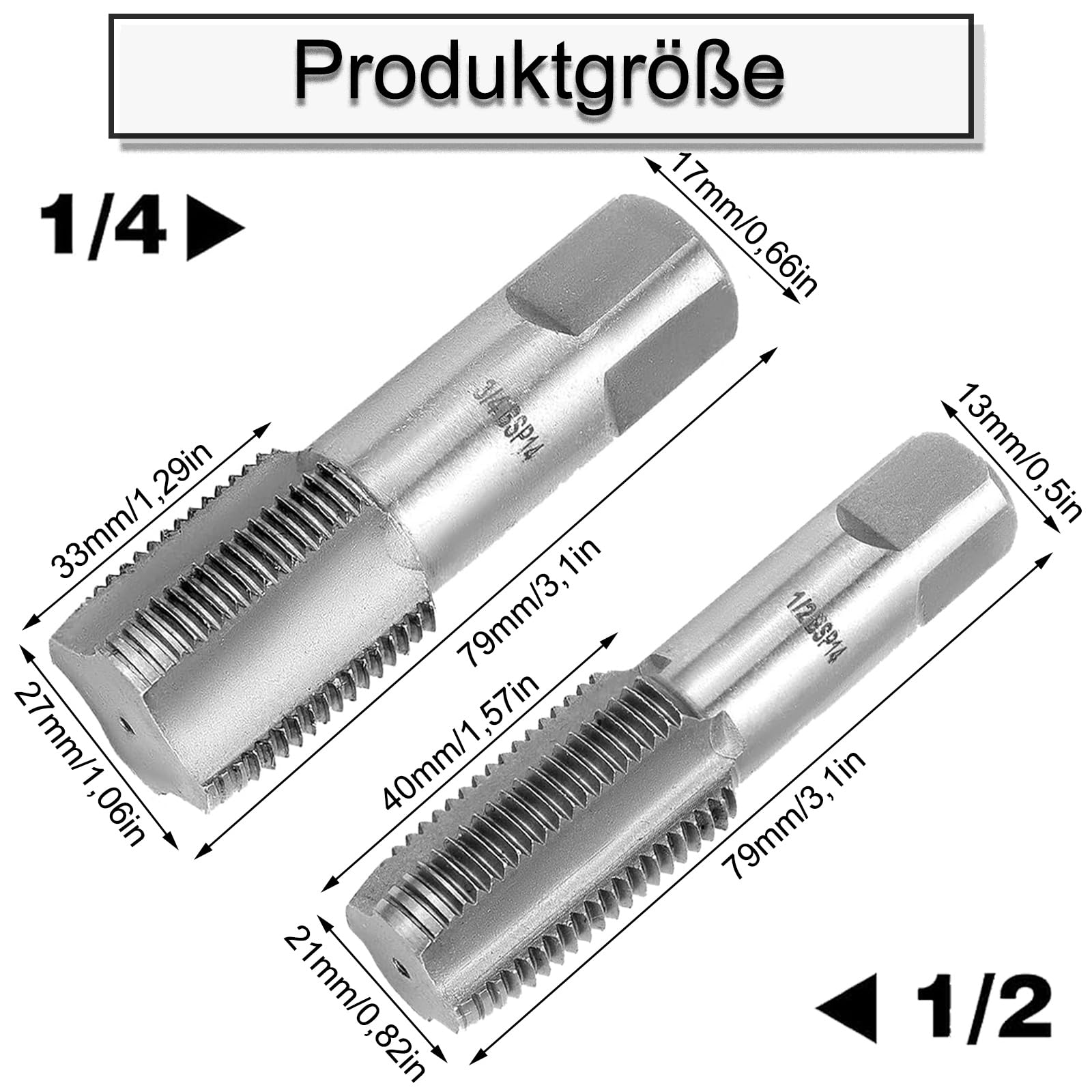 Set Rubinetti per Tubi, 2 Pezzi Maschi a Tubo Estrattore Viti, Rubinetto da 1/2 pollice, Rubinetto per Tubi con Filettatura Interna da 3/4 di pollice, Rubinetto per Incisione