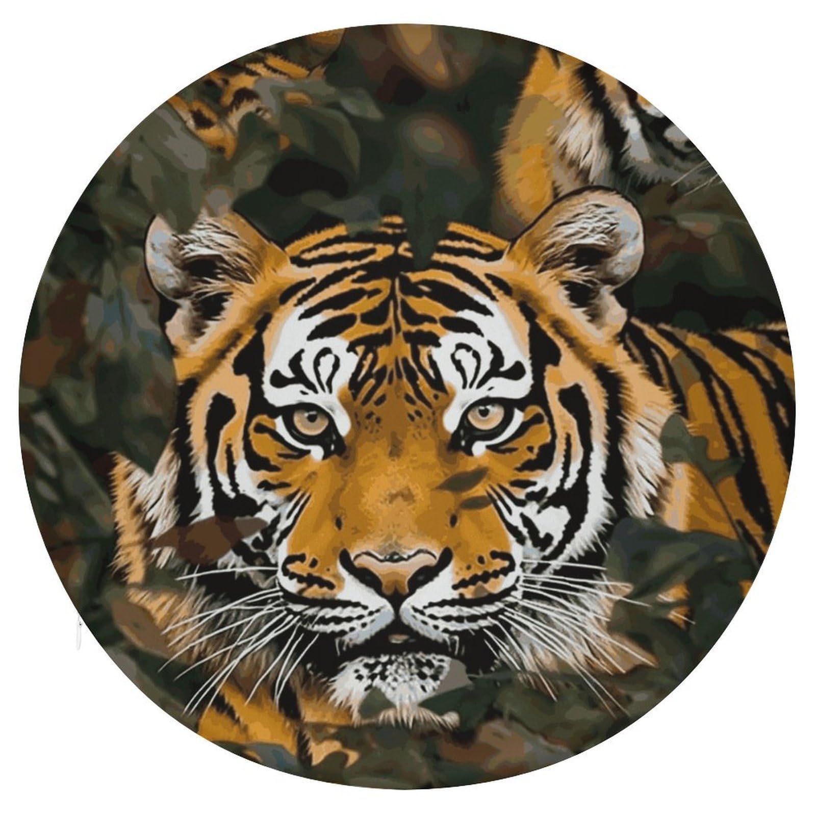 FekiLoot Camouflage Tiger Seat Cushion Comfort Memory Foam Seat Cushion Chair Pad Soft Round Stool Cushion Chair Cushion Removable Washable Cover for Home Office Outdoor Bistro 15.35 Inch