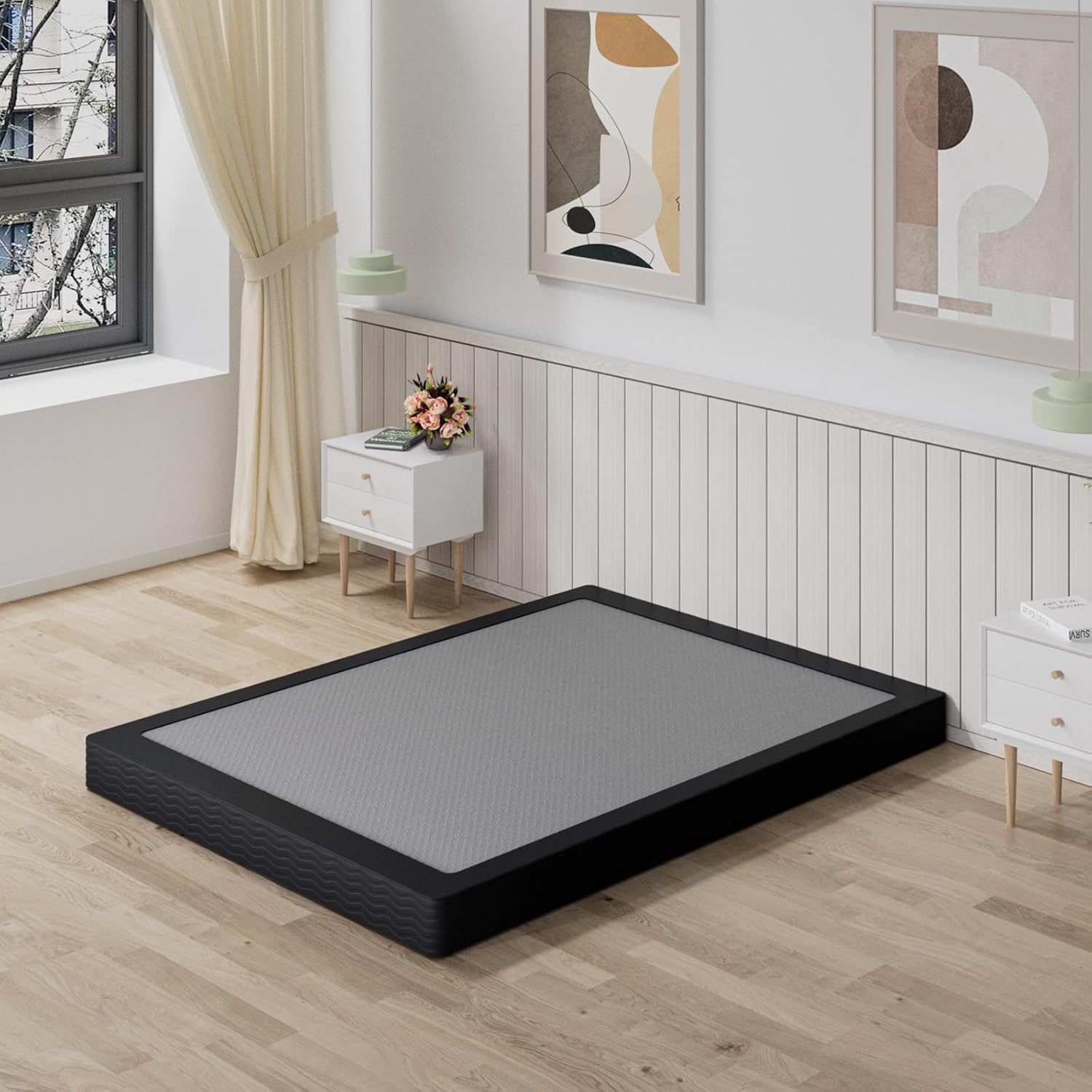 Tyndall 5 Inch Box Spring for Queen Bed, Heavy Duty Metal Queen Mattress Foundation with Fabric Cover, Low Profile Bed Base, Non-Slip, Noise-Free, Easy Assembly - Image 6