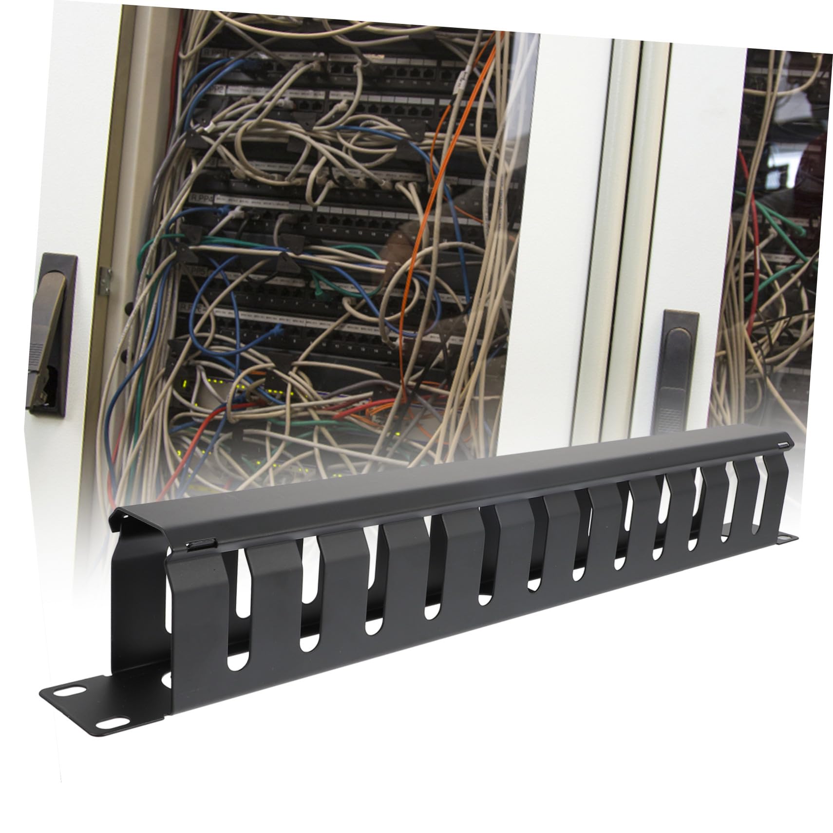 Organisateur de Câbles Métallique Emplacements Support Horizontal Réglable pour Gestion Réseau Bureau Hôtel et Facile à Installer