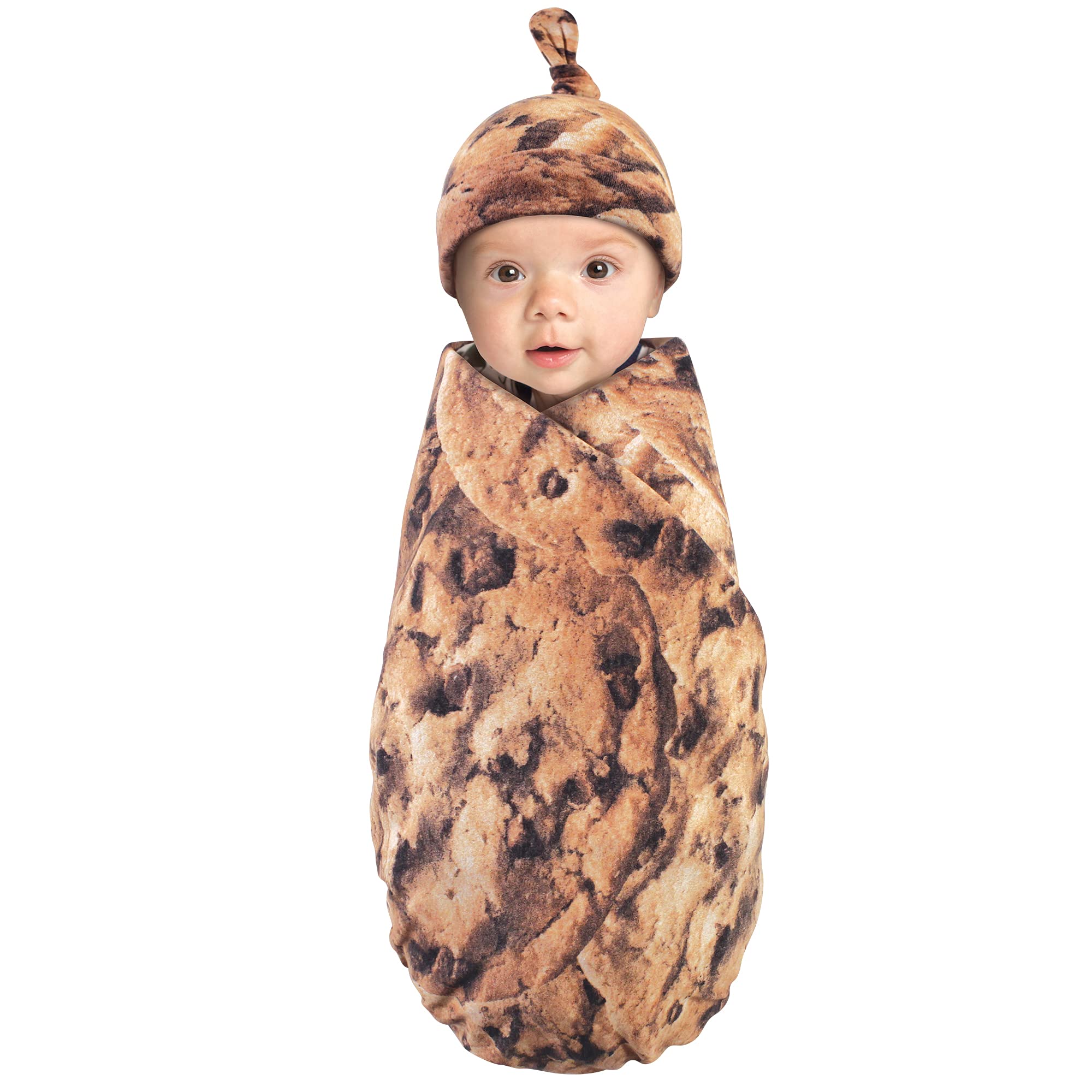 Touched by Nature Manta unisex de algodón orgánico para bebé y diadema o gorra, galletas, talla única