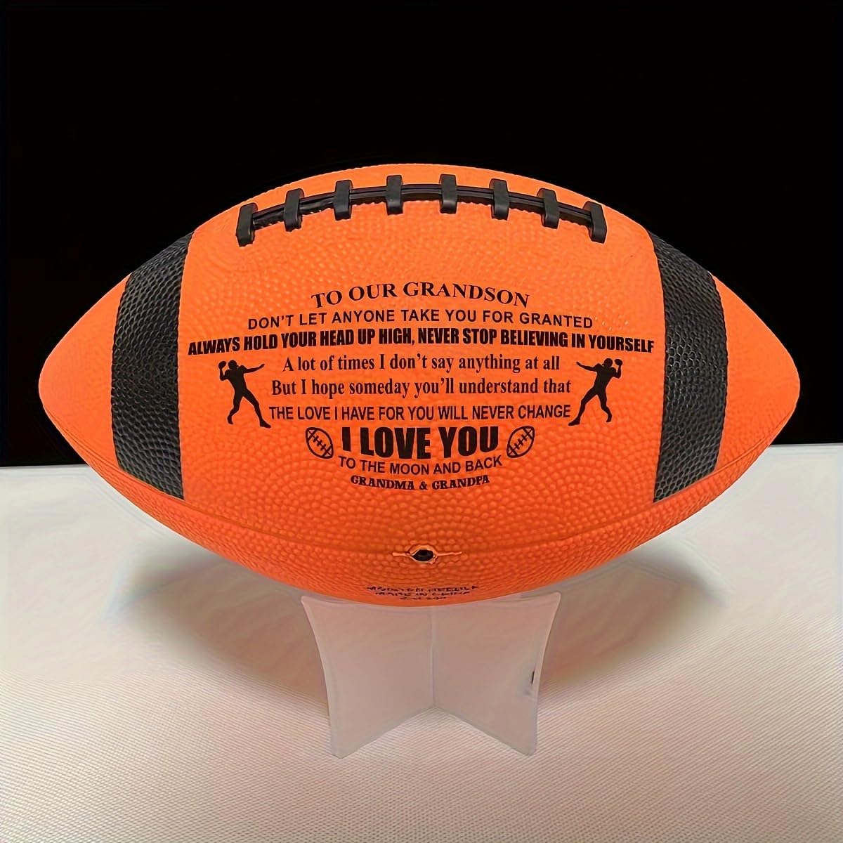 Moactiv LED Glow Rubber Football – Inspirational Gift for Grandson with Heartfelt Message, Perfect for Birthdays, Holidays, and Special Occasions