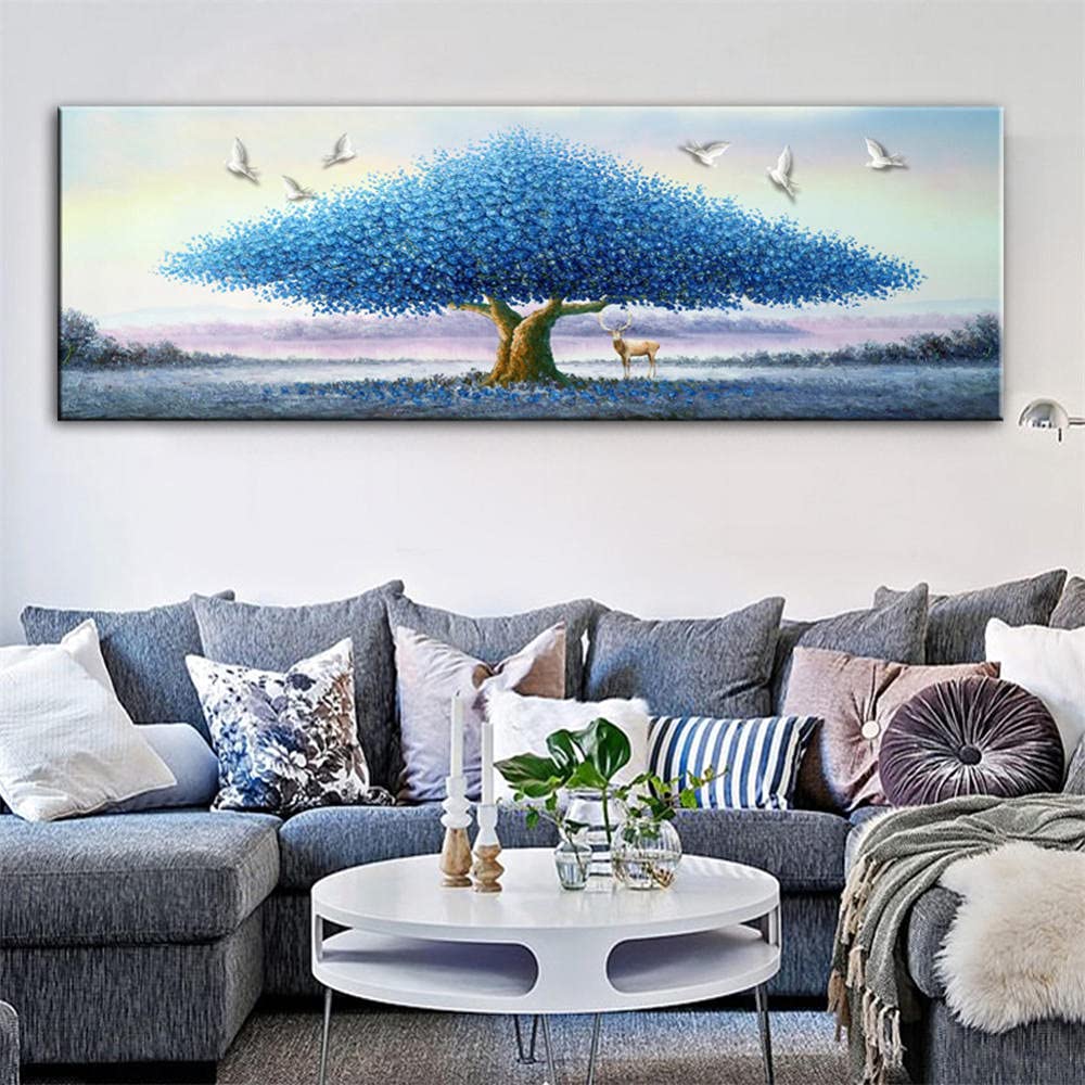 Peinture diamant 5D arbre bleu pour illuminer votre salon avec un loisir créatif