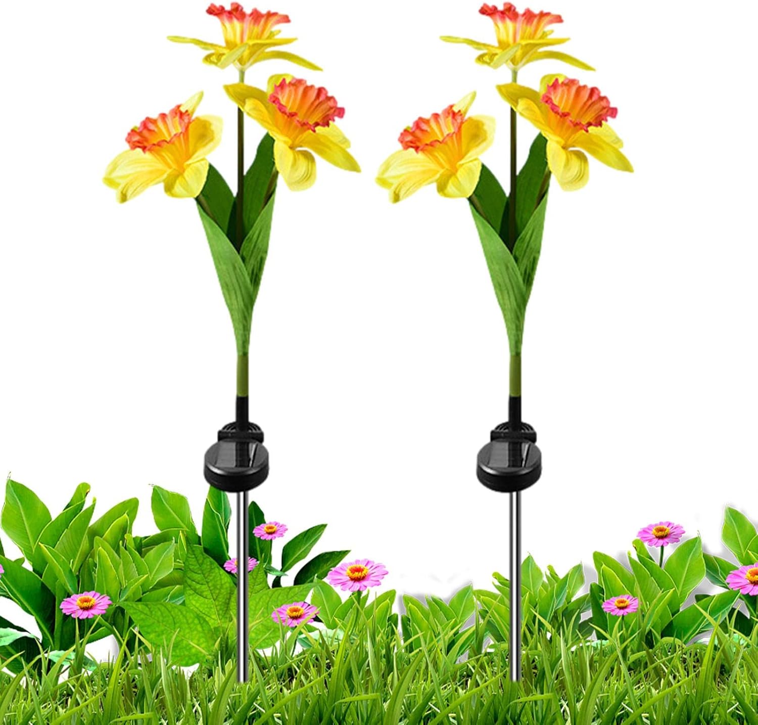 Solar Flower Lights, IP 65 Waterproof Solar Flower Lights, 3 Heads