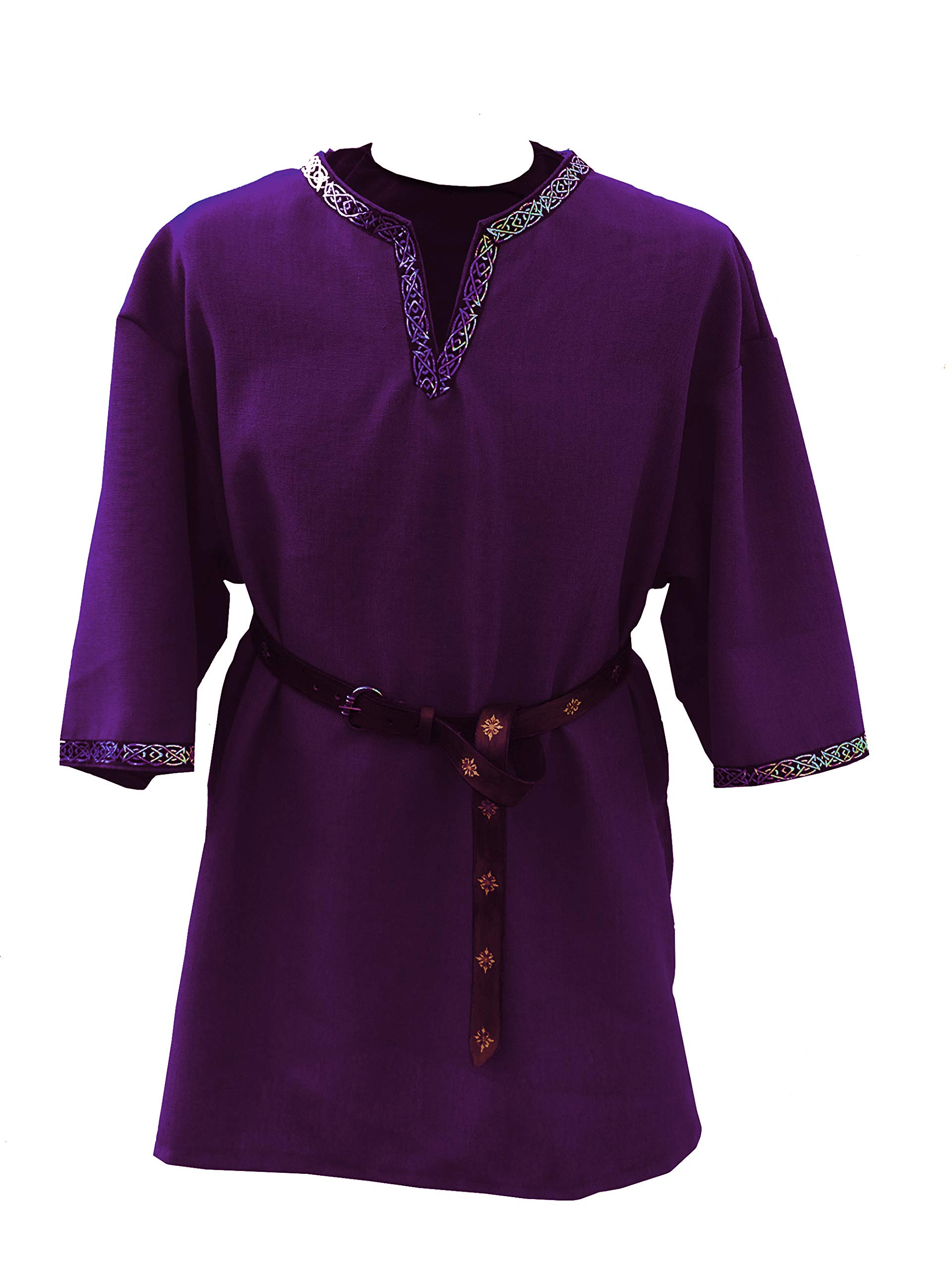 Medieval Men's Viking Full Sleeves Cotton Tunic (Size = XXS-7XL, 15 Colours, VK-09)