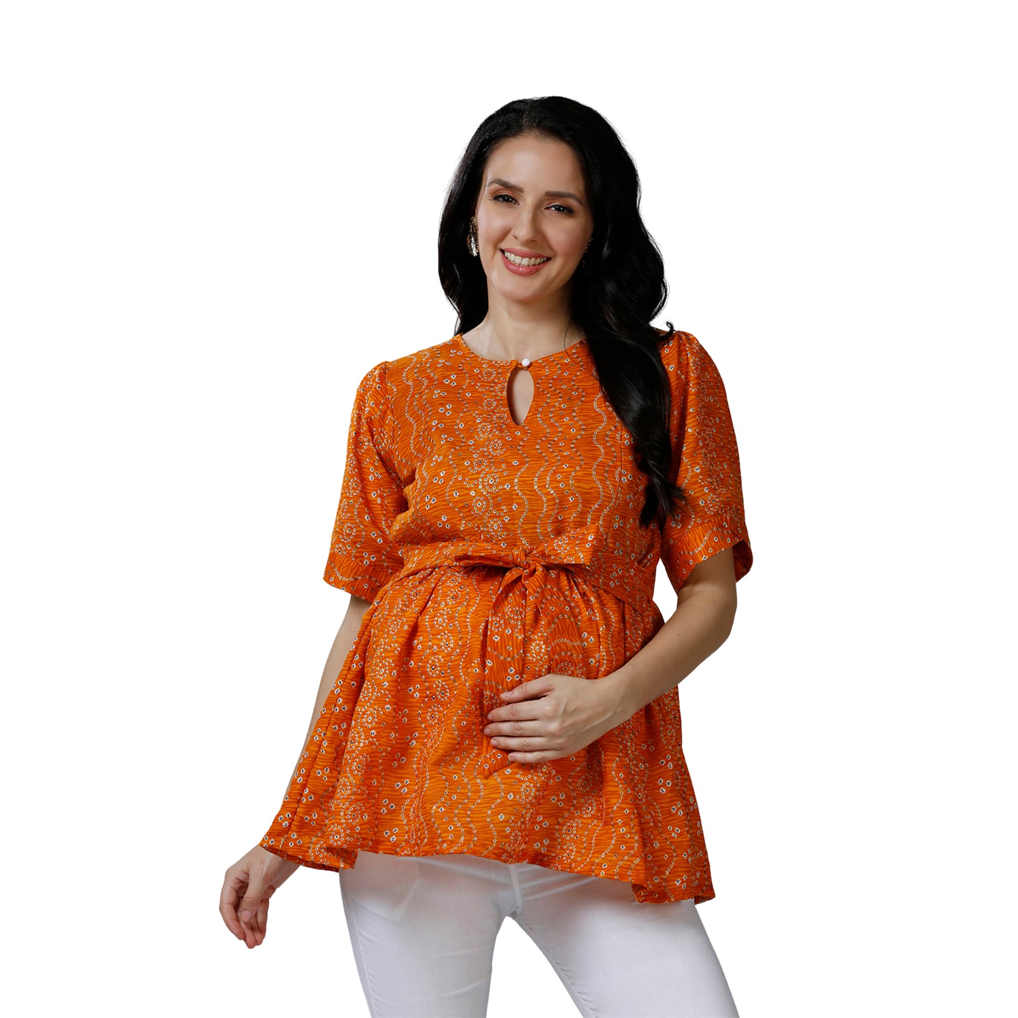 Womens Yellow Cotton Maternity Top-picture-35