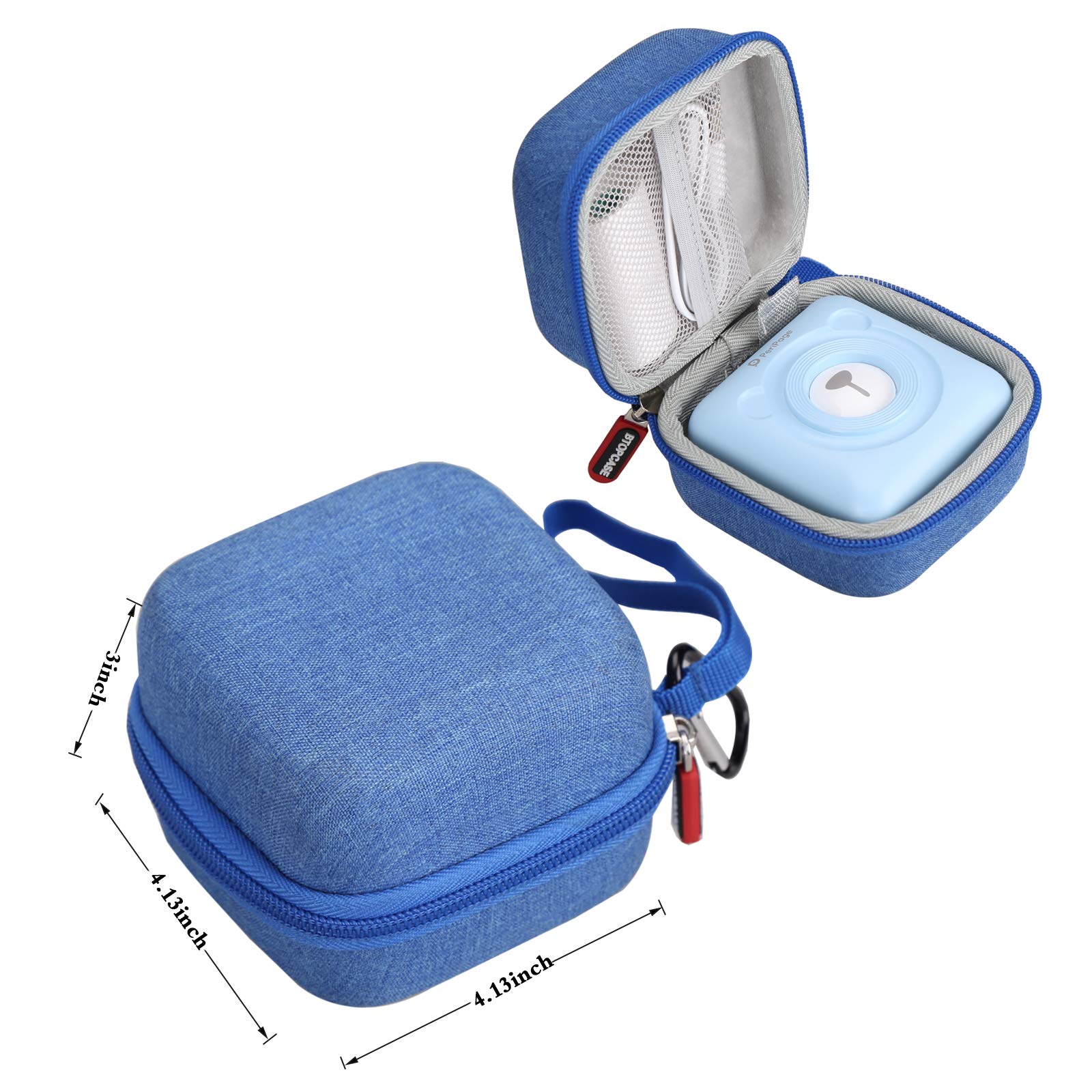 Custodia rigida in EVA per stampante termica BT wireless PeriPage Mini Pocket (blu-grigio Villus all'interno)