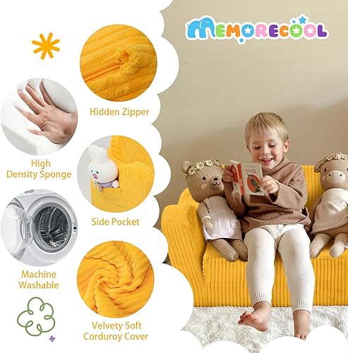 Miniatura 195 de MeMoreCool Sofá de dinosaurio para niños, silla plegable para niños pequeños, sofá cama convertible que brilla en la oscuridad, salón plegable para
