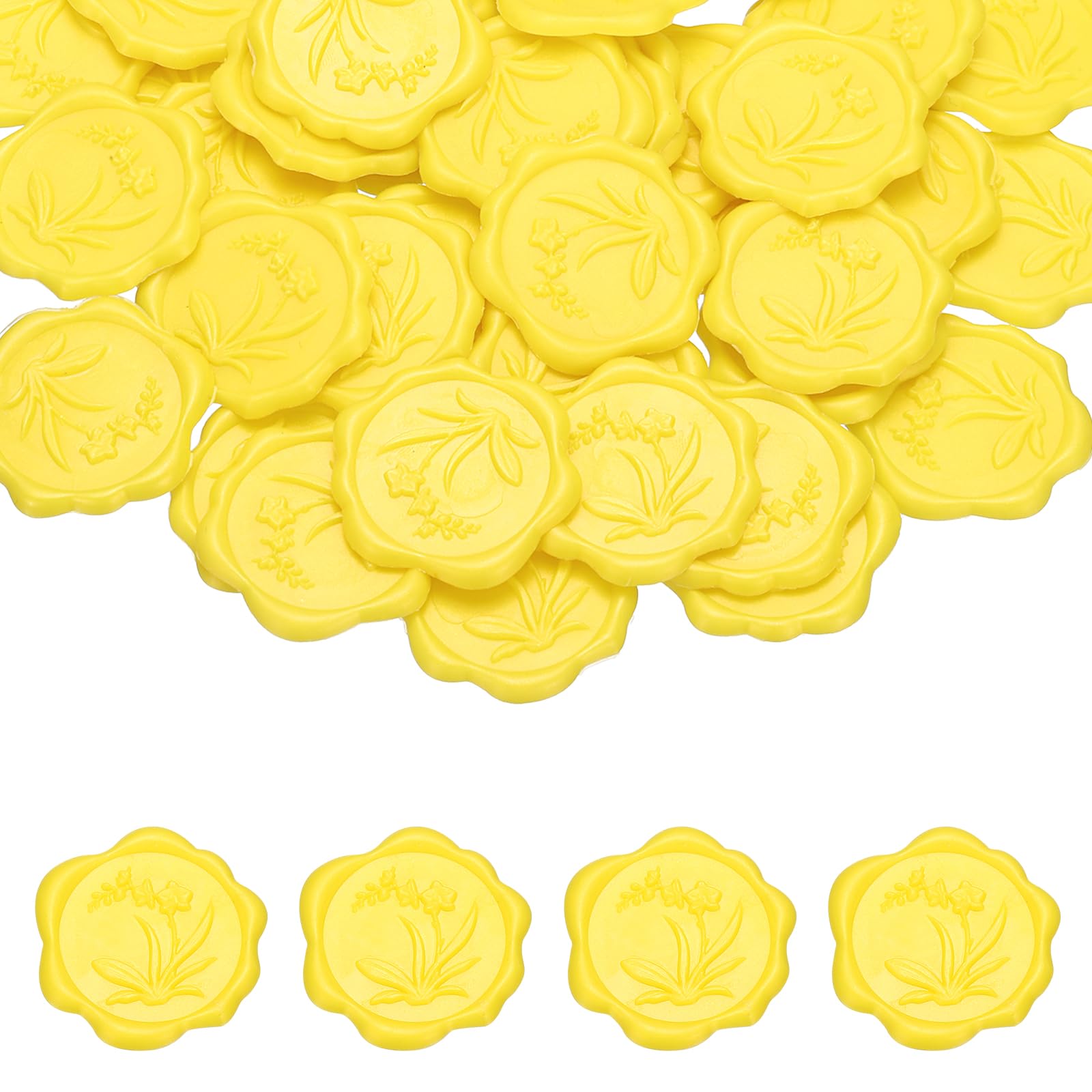 PATIKIL Wax Seal Stickers, 50 Pcs Envelope Seal Stickers, Self-Adhesive Wax Stamp Wedding Invitation Accessories for Wedding Party Birthday Gift Wrapping Anniversary, Bright Yellow