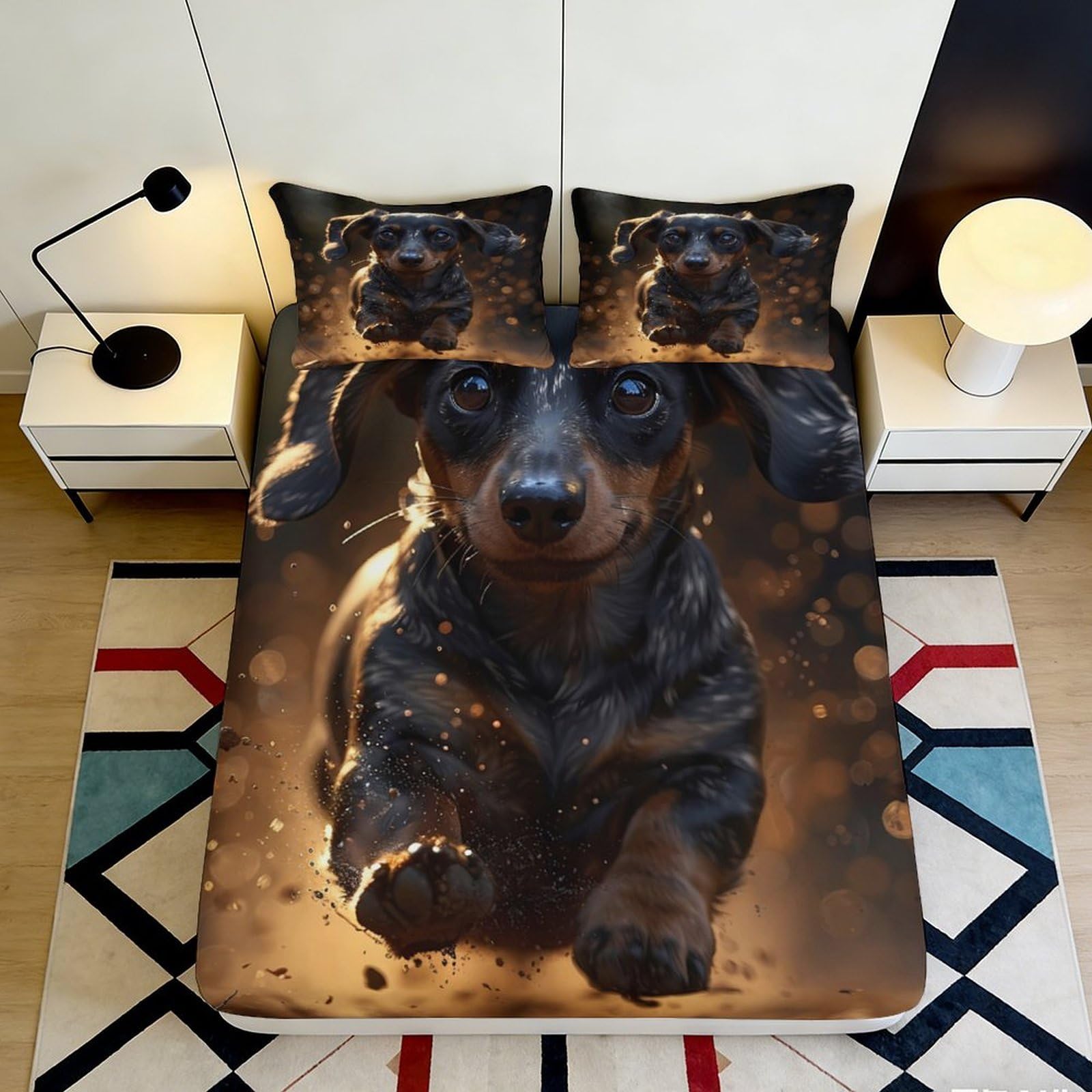 Decorative 3D Printed Fitted Sheet Rottweiler Dog Design, Microfiber Soft Touch, Bed Sheet for Home Bedroom, Guest Room Bedding, Easy Care, Anti-Slip, Stylish Accent, 116 characters 90x200x25cm