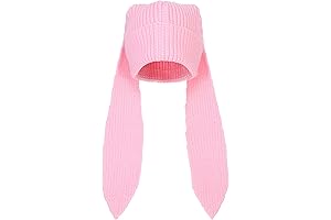 Knit Beanie Hats Cute Bunny Long Ears Funny Hat Fluffy Winter Cap...