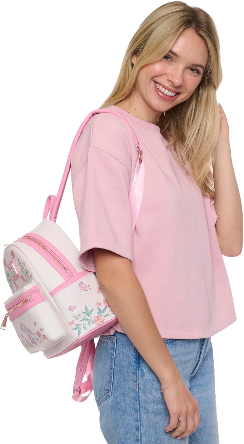 Loungefly Piglet Mini Backpack Handbag Floral Print Double Strap Shoulder Bag (Pink, Piglet) - Image 6
