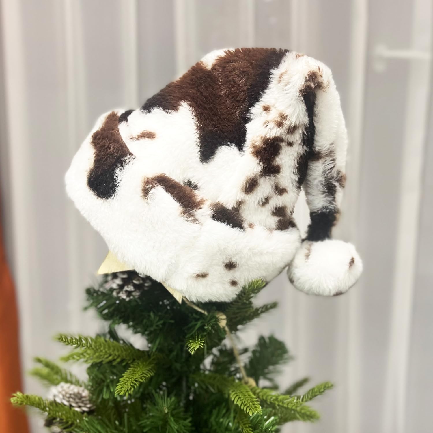 Christmas Hat, Santa Hat Cow Xmas Hats for Adults Unisex Christmas Decorations Home Party Holiday Decor 2 Pack