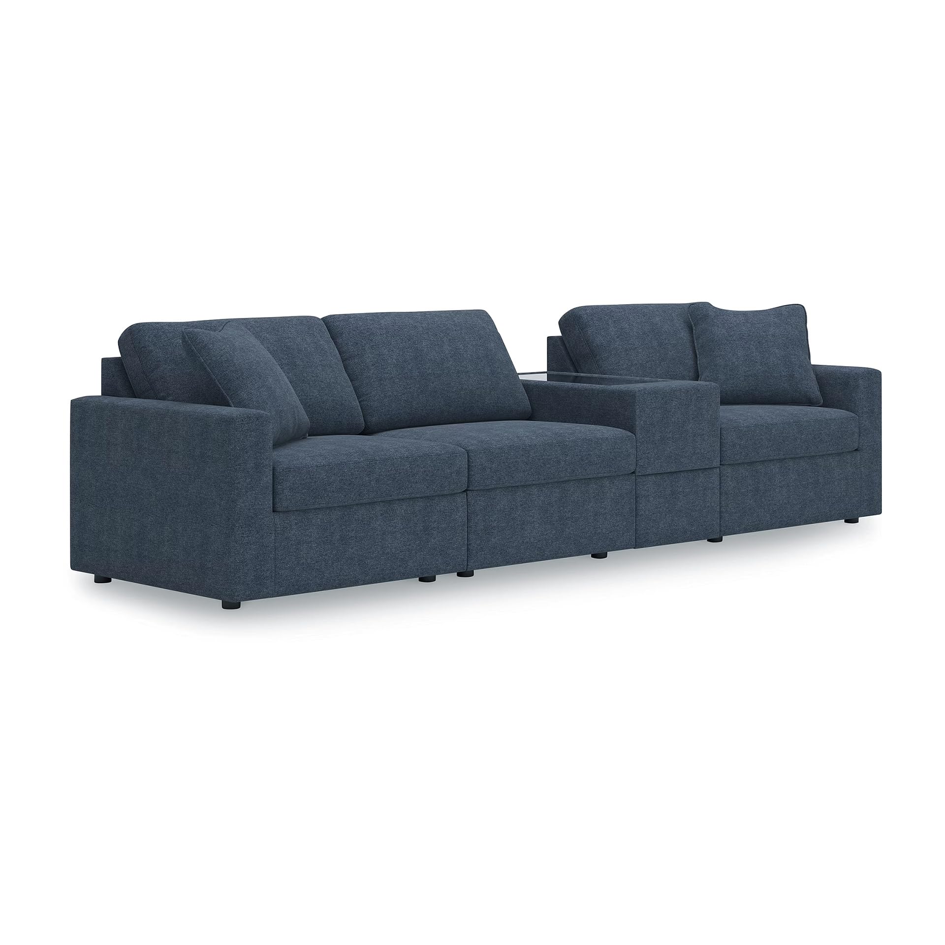 Signature Design by Ashley Modular Blue Sectional Couch with Console