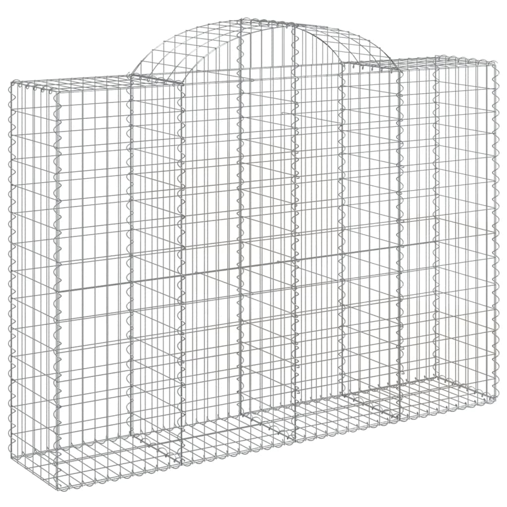 Gaviones con arco alto, 3 unidades, 200 x 50 x 140/160 cm, hierro galvanizado, para barreras de jardín y protección visual como pared decorativa de gaviones de alambre robusto