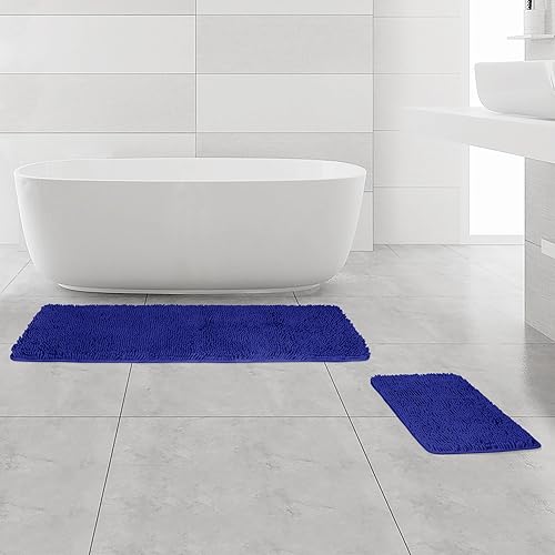 Miniatura 224 de Yeaban Alfombras de baño gris oscuro – Gruesas alfombras de baño de chenilla | Alfombras de baño absorbentes y lavables antideslizantes, alfombras