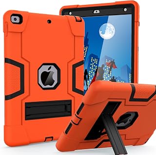 Cantis Case for ipad 9th Generation/iPad 8th Generation/iPad 7th Generation, Slim Heavy Duty Shockproof Rugged Protective Case Built-in Stand for iPad 10.2 inch 2021/2020/2019 (Orange+Black)