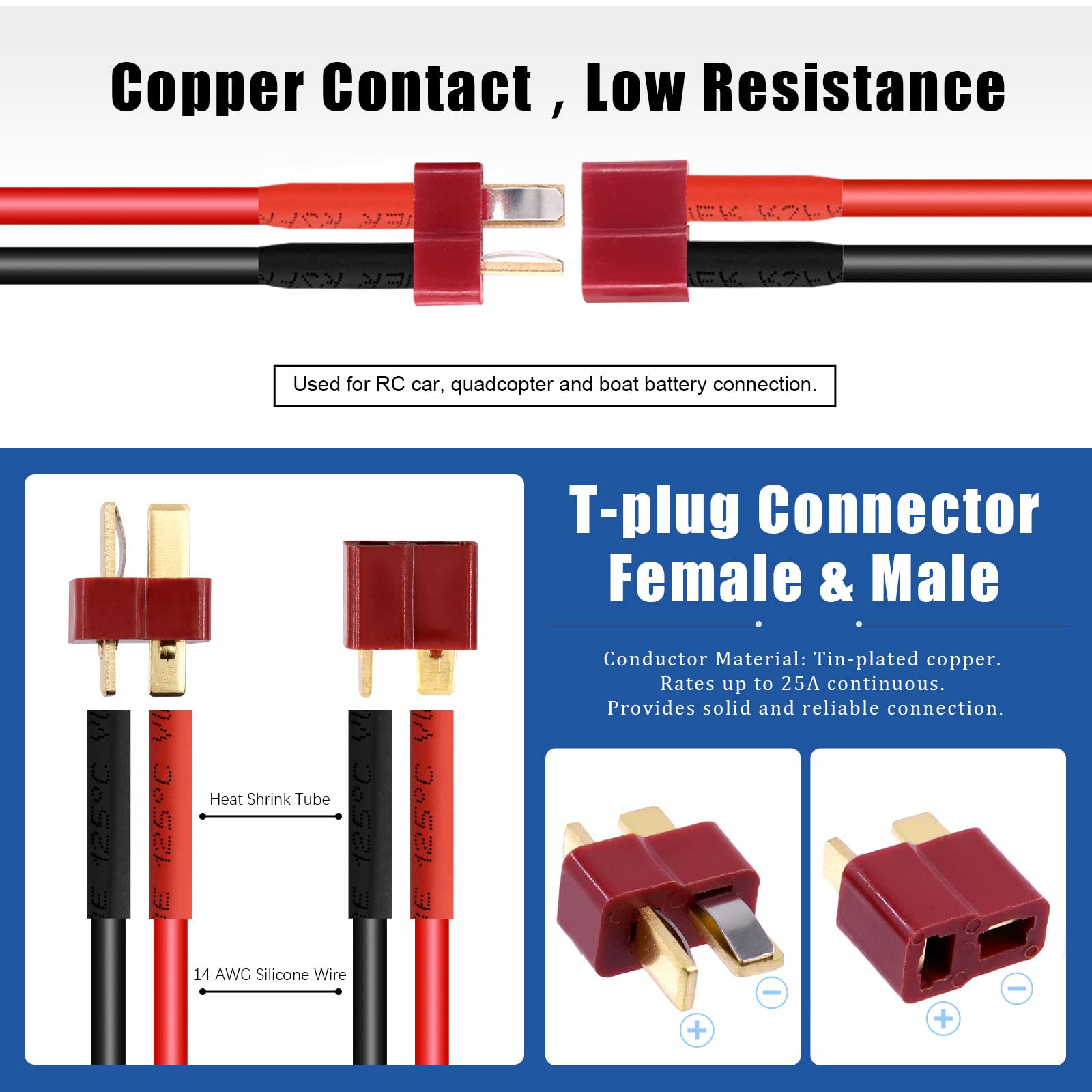 Kit Completo 73 Pezzi Connettori RC XT60/EC3/T-Plug Deans Con Termorestringente, Cavo 14 AWG E Spellafili - Per Caricabatterie E ESC