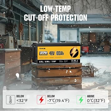 48V 100Ah LiFePO4 Battery, 5120Wh Deep Cycle Lithium Iron Phosphate Battery with Built-in 100A BMS, 4000+ Cycles, 10-Year Lifespan, Ideal for Golf Cart, RV, Camper, Solar, Off-Grid