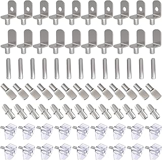 160Pcs Shelf Pins Pegs Kit, 6 Styles Nickel Plated Shelf Support Pegs, Bookshelf Pegs for Shelves, L-Shaped Clips with Rubber Sleeve, Shelf Pins Holders for Furniture Glass Corner & Closet