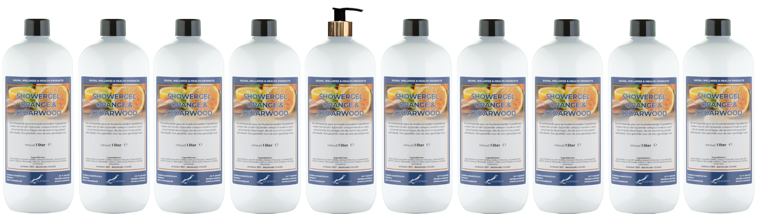 Duschgel Orange & Zedernholz 10 x 1 Liter mit Goldpumpe