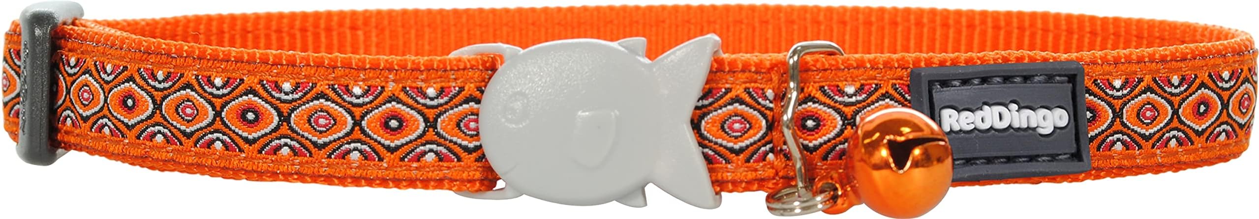 Red Dingo Designer Cat Collar, One Size Fits All, Snake Eyes Orange
