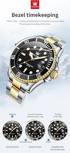 Miniatura 7 de OLEVS Relojes para hombre, de acero inoxidable, analógico, de cuarzo, cronógrafo, fase lunar, impermeable, fecha, luminoso, reloj masculino, regalo
