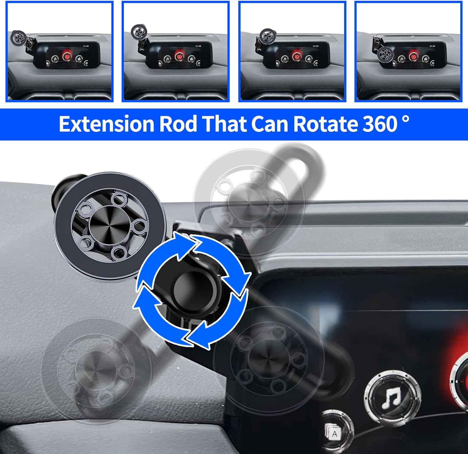 Car Phone Holder for Mazda CX5 CX-5 2017-2021 Accessories 7-inch Screen，Car Mount，[Strongest Magnets] 360° Rotation [Adjustable Extended Arm]，Compatible with All Cell Phones