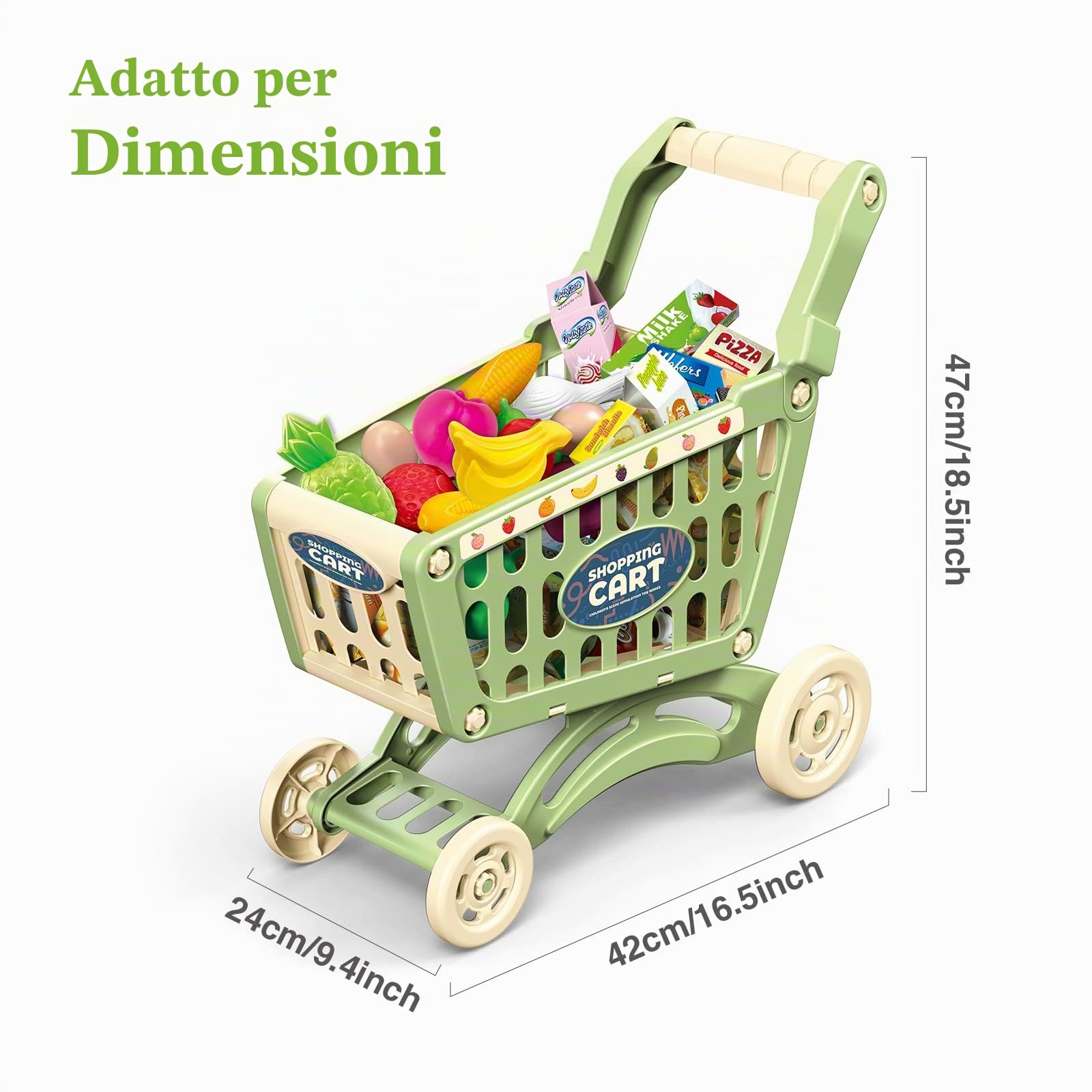 RedCrab Carrello Spesa Bambini Giocattolo, Set di Accessori per Negozio da 54 Pezzi Supermercato Giocattolo per Bambini, Regalo per Giocattoli Educativi