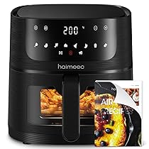 HAIMEEC Friggitrice ad aria 4L, 8 preimpostazioni air fryer, Funzione Shake e Grill, Temperatura e timer regolabili, Schermo Tattile Digitale, 78 Ricette, Componenti Antiaderenti, Facile da Pulire