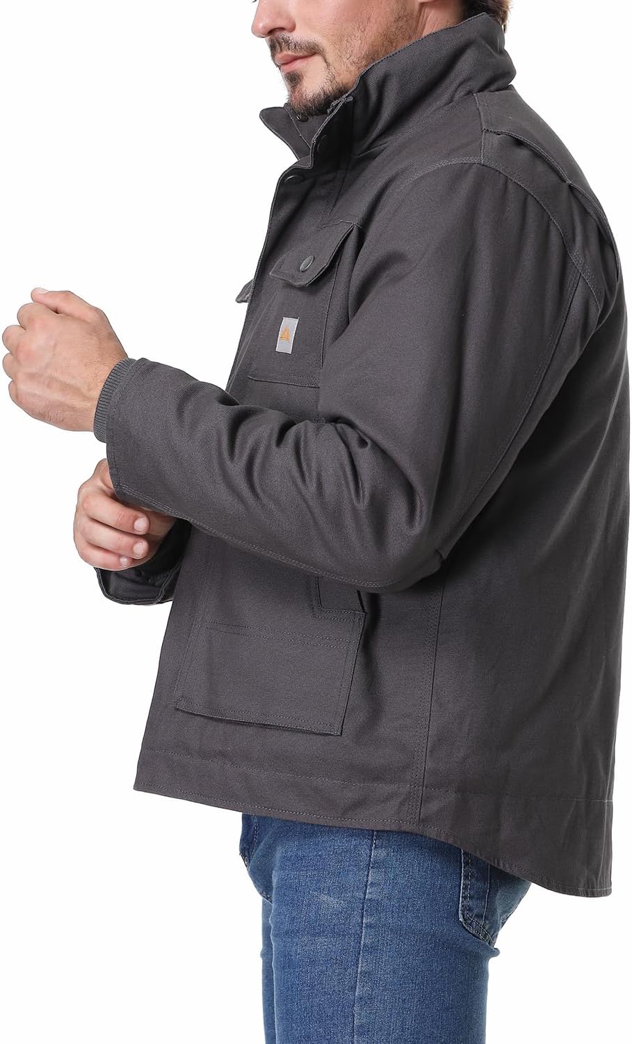 Men's Quilted Flannel Lined Work Coat Long-Lasting Loose Casual Jacket Waterproof Workwear - Image 3