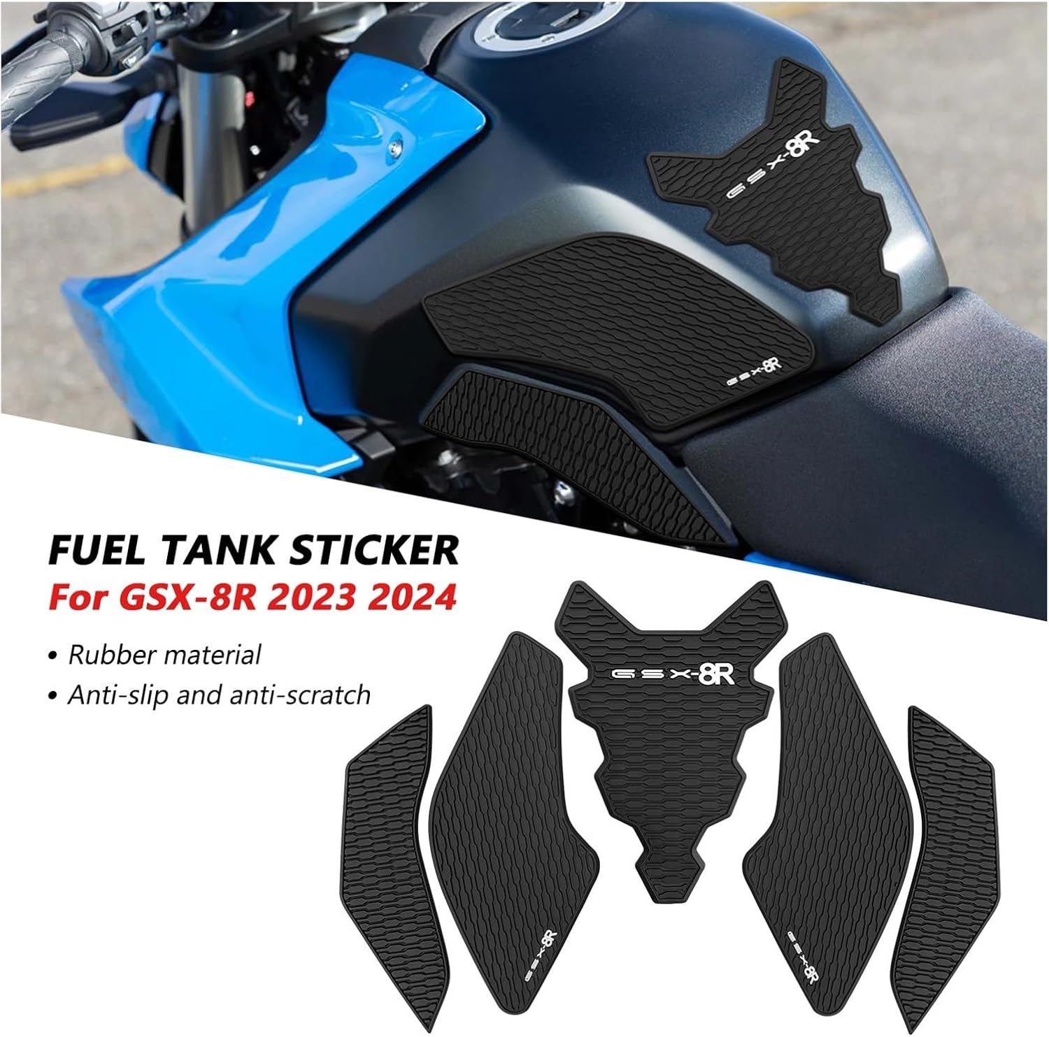 Protector Stickers Pad Motorcycle Accessories Tank Traction Pad Anti-Slip Sticker Gas Knee Grip Protector for Suzuki GSX8R 2023 2024 Fuel Tank Pad