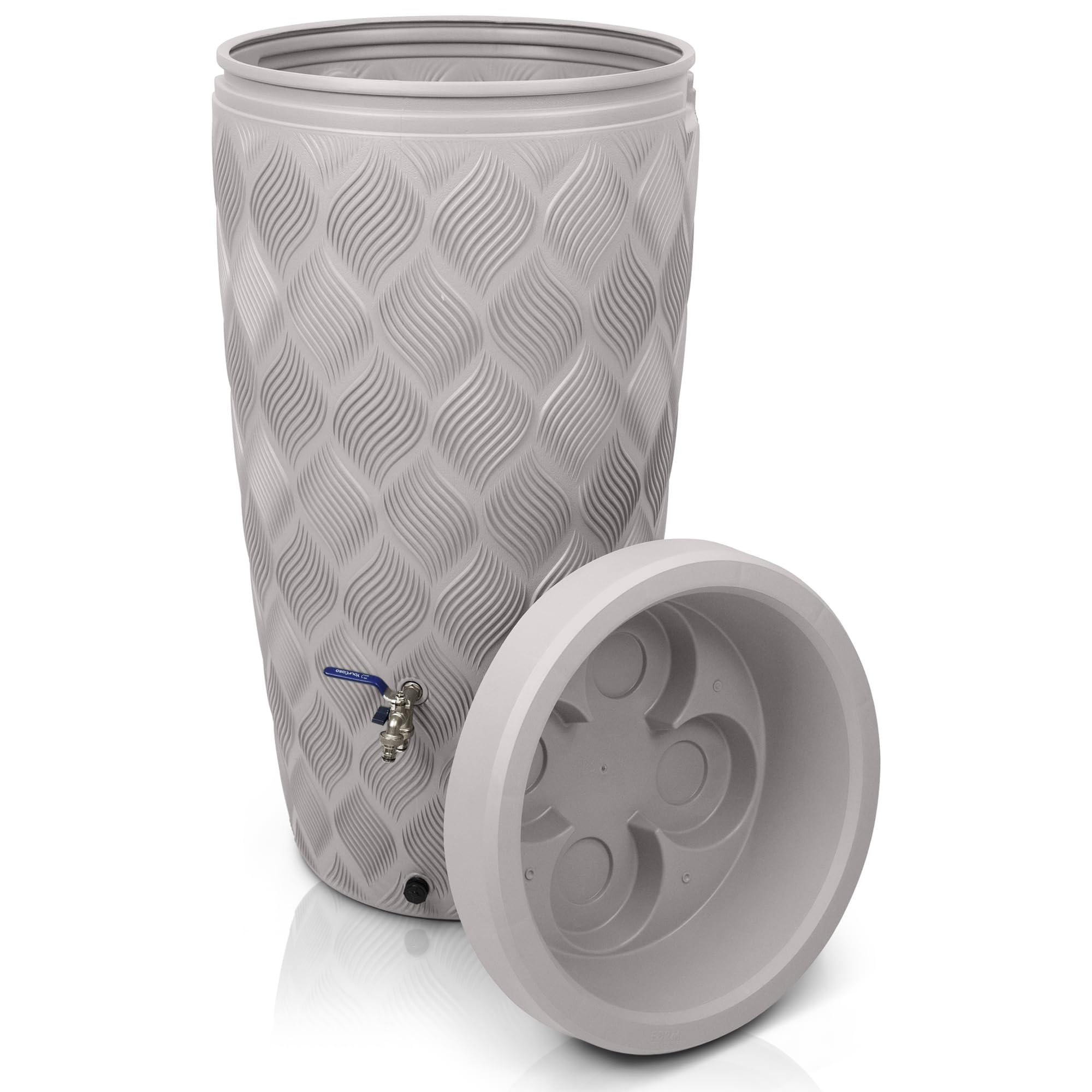 YourCasa Regentonne 240 Liter [Seabreeze] Regenfass Frostsicher aus Kunststoff mit Wasserhahn - Regenwassertonne - Wasserfass Regenwassertank Wassertonne für Garten (Creme Mit Wasserhahn)