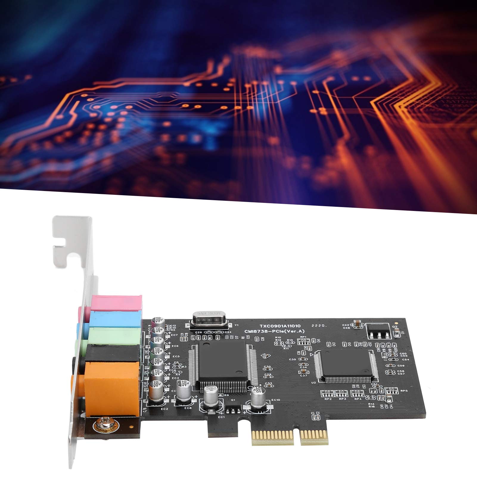 Pcie 5.1-Kanal-Soundkarte 6-Kanal-Audiokarte CMI8738-Chip mit CD-Zubehör für WIN2000 / für XP/für Vista/für Win7 / 8/10 Linux