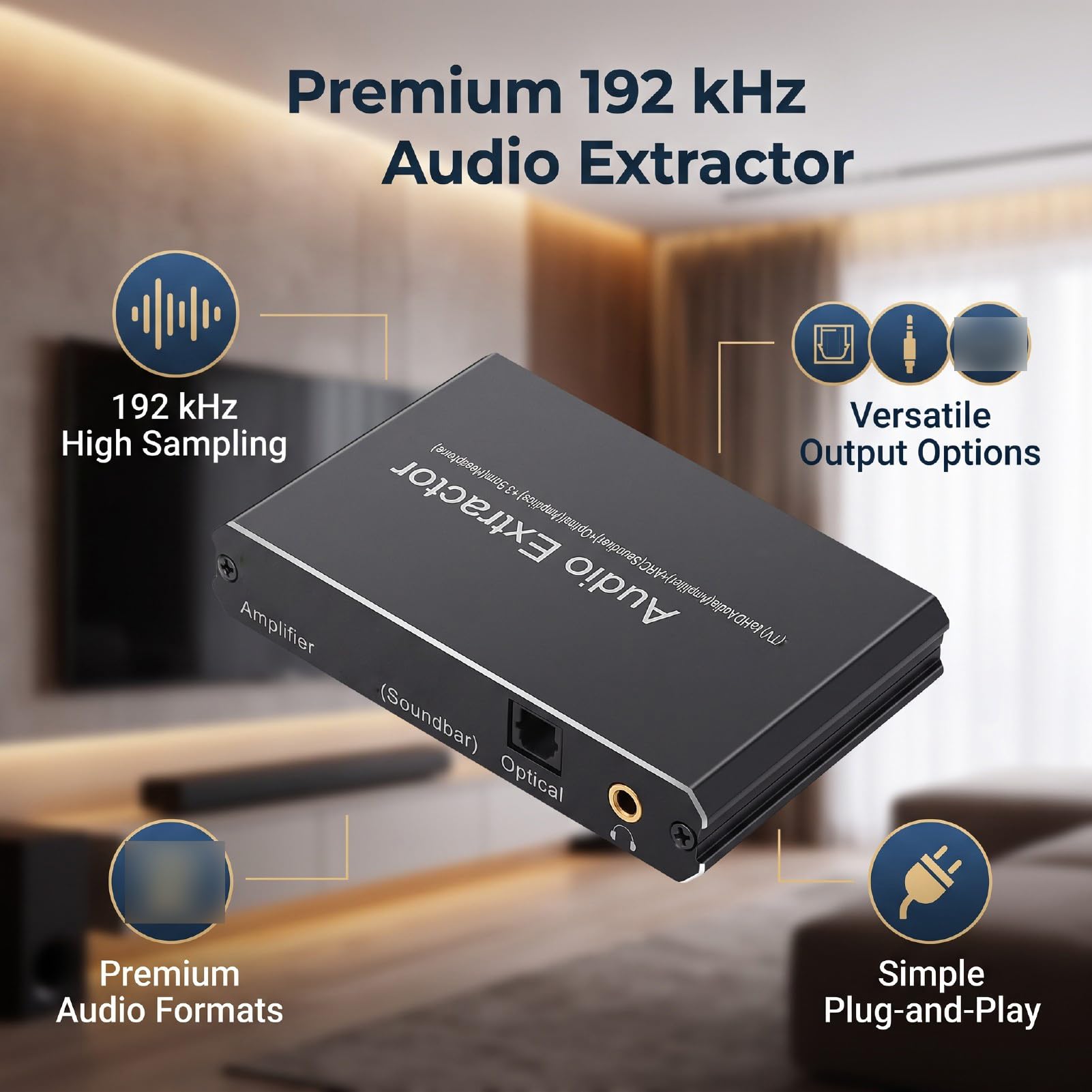 Zunate Adaptateur ARC 192KHz vers Optique pour Extracteur TV